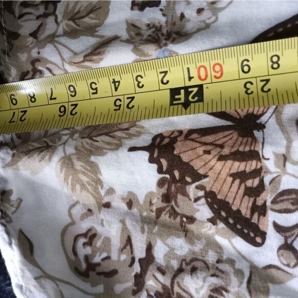 Iky me XL LngslvsButtrflyFloralPrintPocketsCord WaistV-neck100%RayonWomen'sTop. - Picture 8 of 9